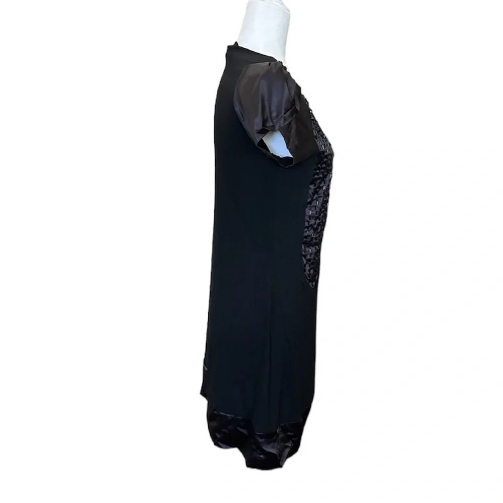 Weekend MaxMara Black Mini Dress size M short sleeve 95% cotton holiday party - Picture 3 of 8